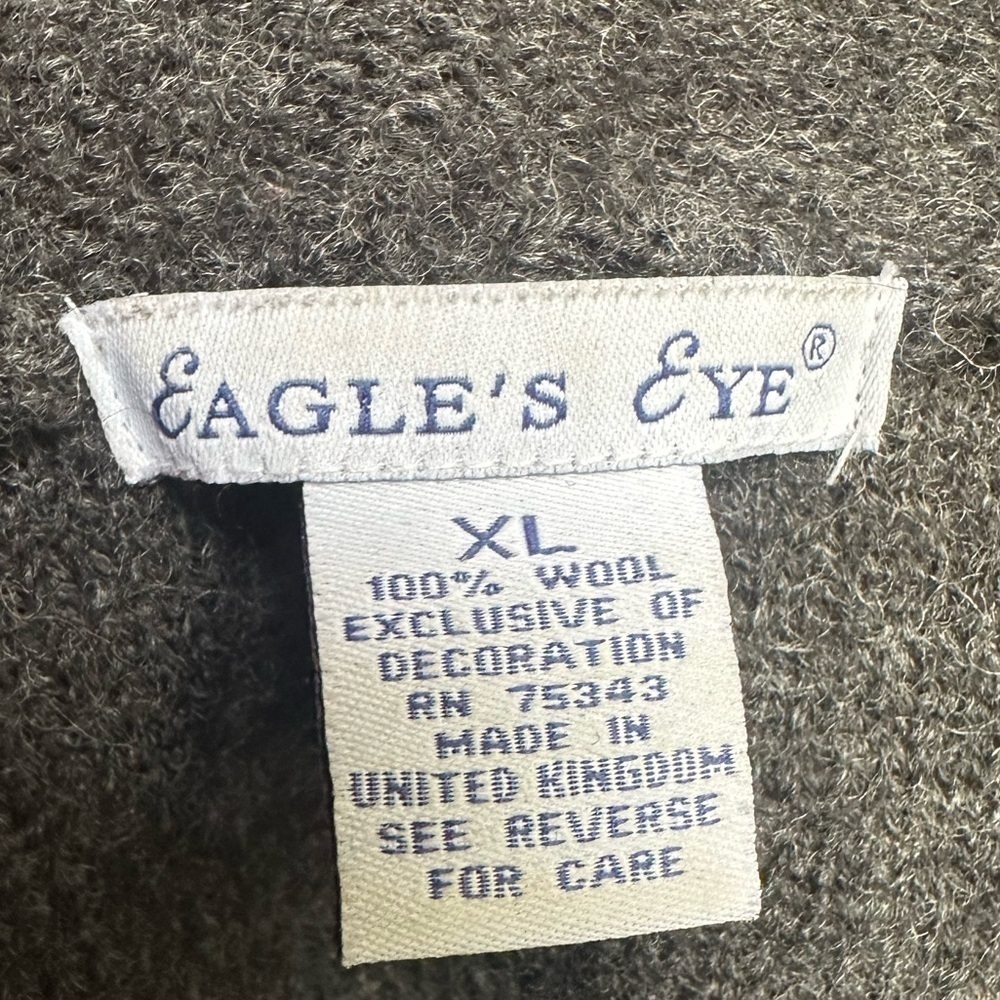 Vintage Eagle’s Eye Women’s Gray Wool Floral Embroidered Cardigan, Size XL - Picture 8 of 8